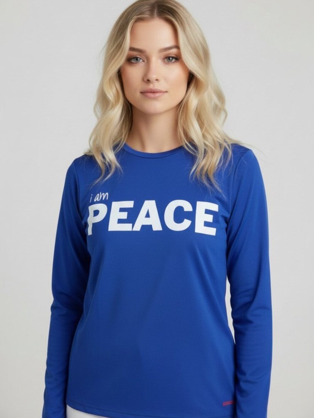 Peace Love World Love 2 Love Long-Sleeve Doni Top Medium Blue Defects - Picture 2 of 9